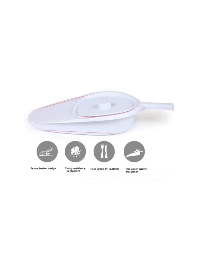 Plastic Bedpan Smooth Countoured with Lid u0026 Handle - Portable Bed Pans for Bedridden Patient for Men and Women(White)  - Image 5