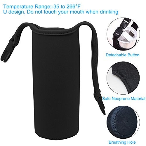 DanziX 2 Pack Tumbler Carrier Holder Pouch for All 30oz Stainless Steel Travel Insulated Coffee Mug,DanziX Neoprene Sleeve with Carrying Handle,Fit for YETI Rambler Ozark Trail Rtic and More-Black,Rosy - Image 5