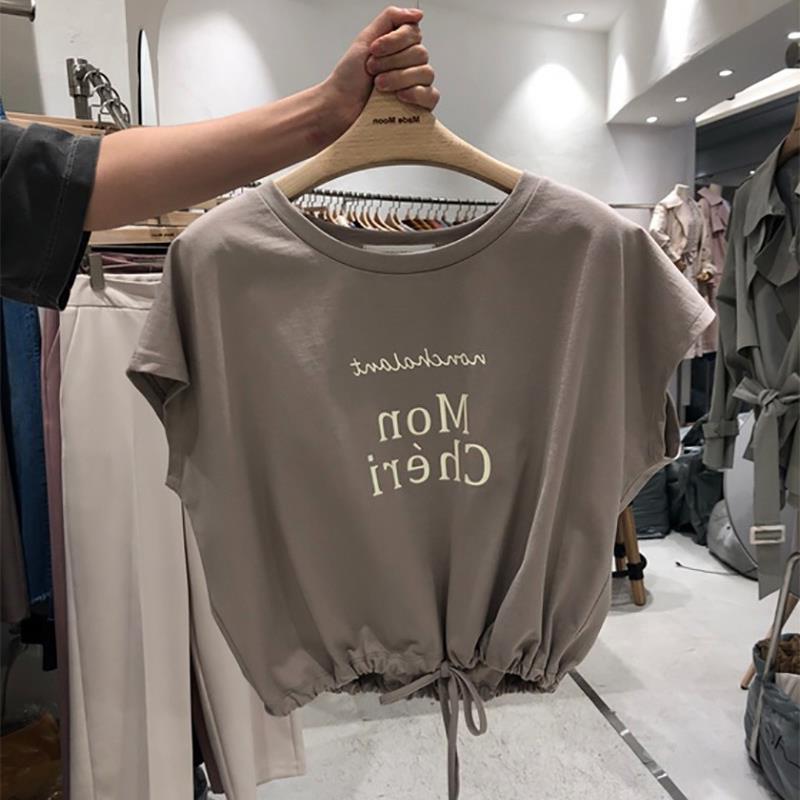 Niche Design Sense T-shirt Short-sleeved Women's 2021 New Korean Loose Half-sleeved Summer Sweet Top Batwing Shirt - Image 3