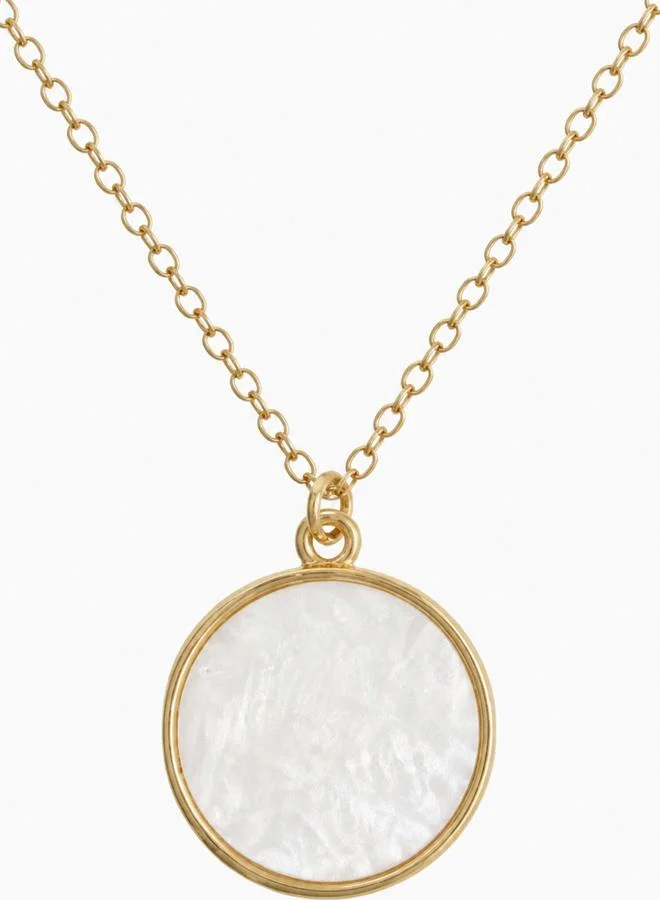 Take Two Layered Gold Chain Necklace With Mother Of Pearl Pendant