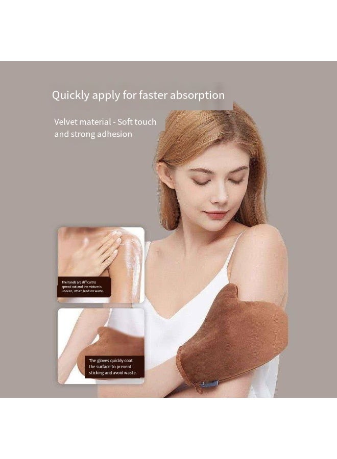 2pcs Large & Small Flocked Body Lotion Applicator Gloves, Lazy Cream & Body Butter Even Spread Mitt Set - Image 3