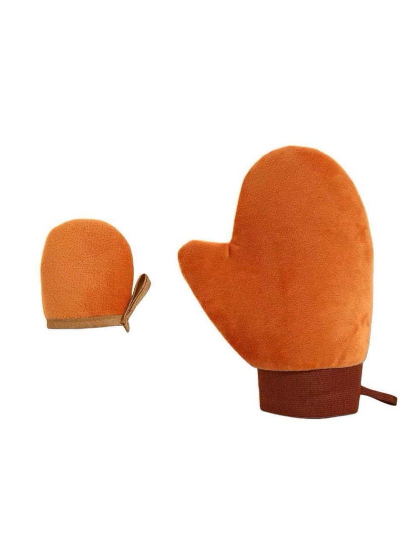 2pcs Large & Small Flocked Body Lotion Applicator Gloves, Lazy Cream & Body Butter Even Spread Mitt Set - Image 2