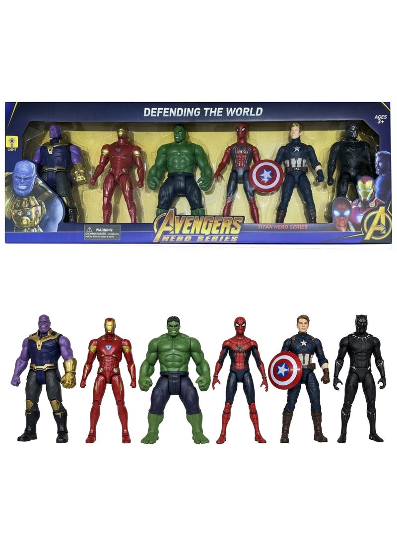 AVENGERS Super Hero Action Figure Set for Kids – 6-Piece Superhero Toy Set (Multicolor) | Avengers-Style Figures for Boys & Girls | Super Hero Playset for Children | Birthday Gift Superhero Toys | Action Heroes Collection for Kids - Image 1