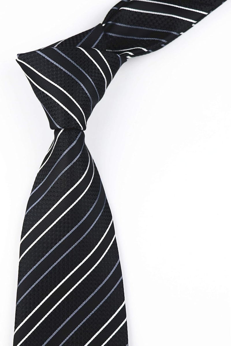 Secdtie Men's Classic Stripe Jacquard Woven Silk Tie Formal Party Suit Necktie - Image 3