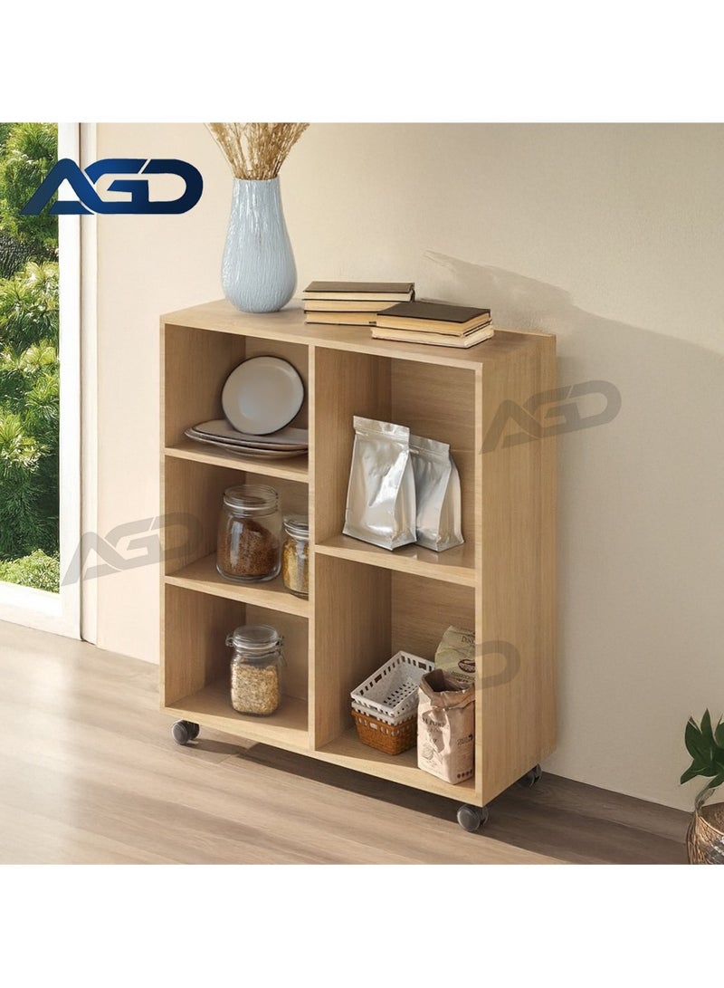 إيه جي دي خزانة متحركة متعددة الوظائف لركن القهوة مع أرفف تخزين مفتوحة، مثالية لمكتب المنزل أو المطبخ لون بني - Image 3