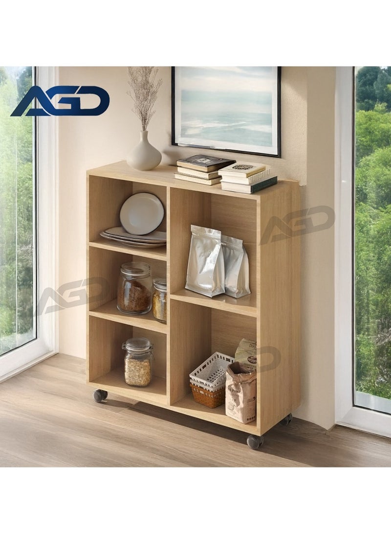 إيه جي دي خزانة متحركة متعددة الوظائف لركن القهوة مع أرفف تخزين مفتوحة، مثالية لمكتب المنزل أو المطبخ لون بني - Image 2