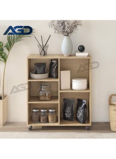 AGD Multifunctional Coffee Corner Cabinet with Open Storage Shelves, Perfect for Home Office or Kitchen, Brown  - Image 1