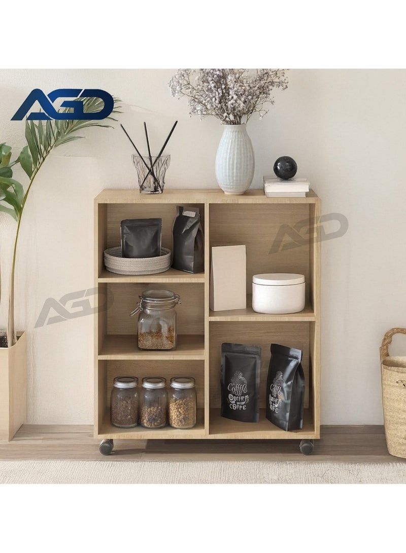 إيه جي دي خزانة متحركة متعددة الوظائف لركن القهوة مع أرفف تخزين مفتوحة، مثالية لمكتب المنزل أو المطبخ لون بني - Image 1