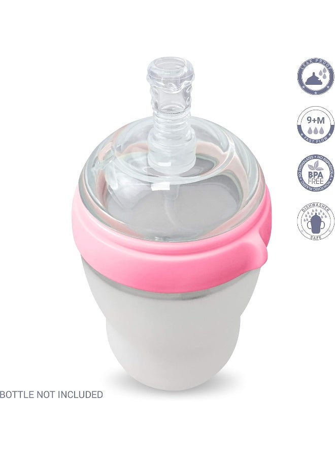 Anpei Straw Sippy Cup Transitional Nipple Kit Bundle Compatible with Comotomo Baby Bottles, 5 oz and 8 oz | Value Bundle 2 Kits + Brushes (Pink) - Image 4