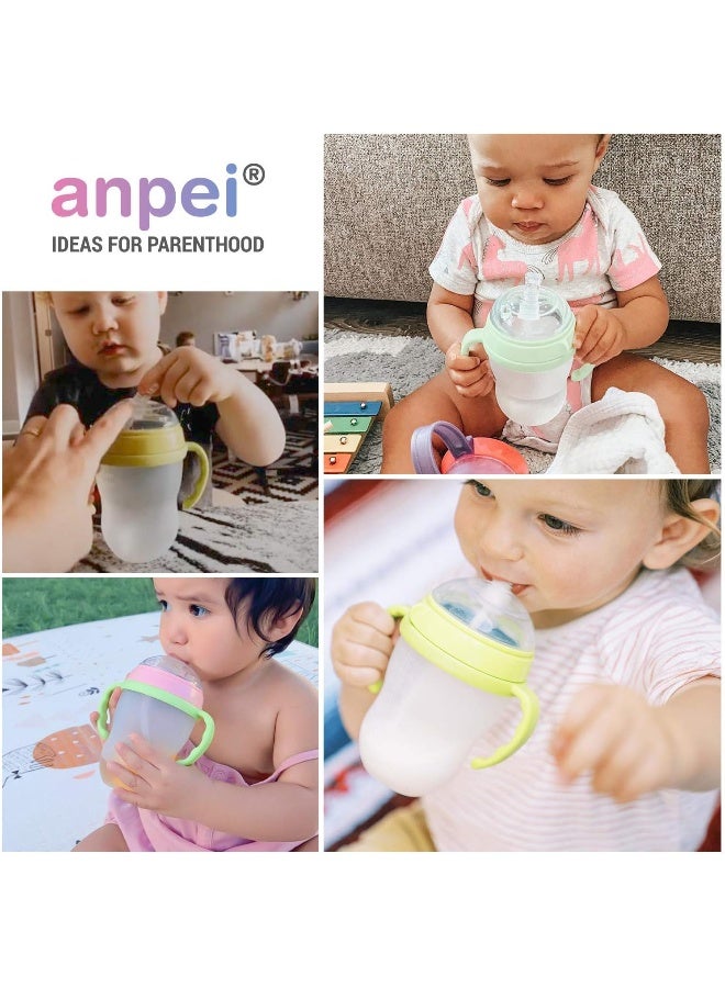 Anpei Straw Sippy Cup Transitional Nipple Kit Bundle Compatible with Comotomo Baby Bottles, 5 oz and 8 oz | Value Bundle 2 Kits + Brushes (Pink) - Image 5