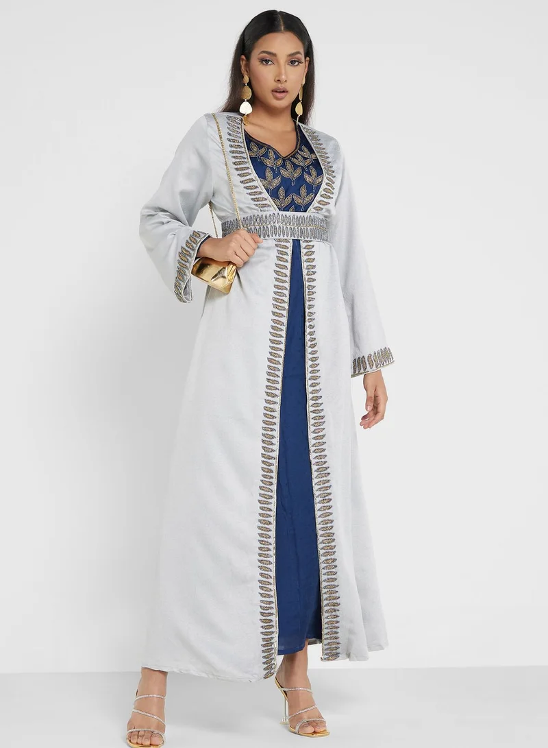 KASHKHA Printed Belted Jalabiya