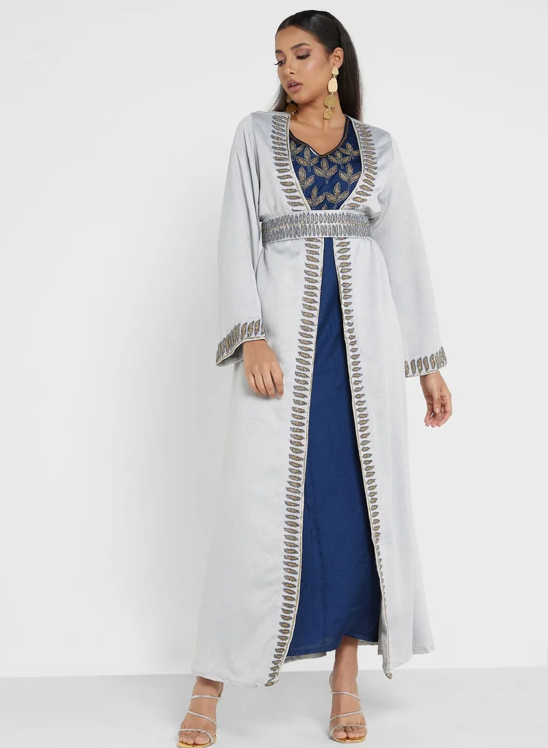 KASHKHA Printed Belted Jalabiya