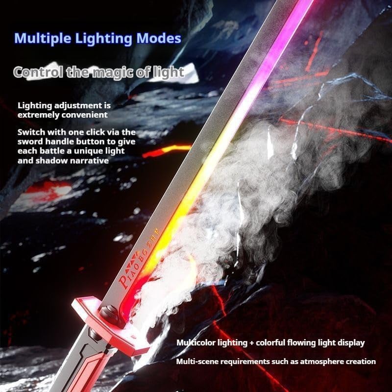 Breatoi Sparkblade LED Sword with Smoke & Spark Effects – 7-Color Light Katana with Sound FX | Anime Cosplay Prop - Image 4