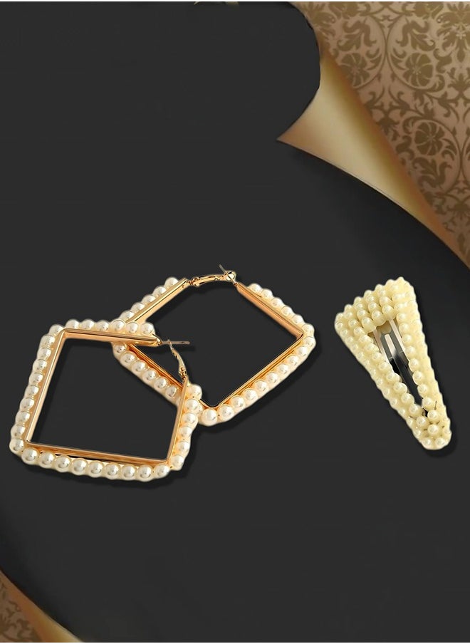 Just Peachy Just Peachy Gold-Toned Contemporary Hoop Earrings with Clip ? Elegant Non-Pierced Design, Modern Hoop Style, Versatile Fashion Accessory, Comfortable Fit for All-Day Wear  - Image 3