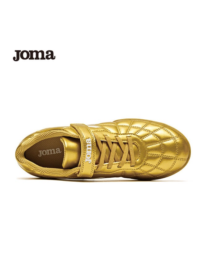 Joma 2025 New Velcro Children's Soccer Shoes Tf Turf Studs Youth Primary School Training Shoes Red Gold 34 - Image 3