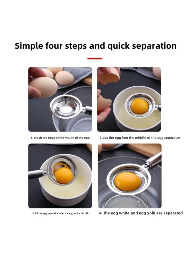 Egg White Separator Stainless Steel Egg Yolk Protein Egg Filter Kitchen Baking Long Handle Egg Food Supplement Tool-Color:Egg White Separator Egg Beater Silicone Oil Brush ] - Image 5