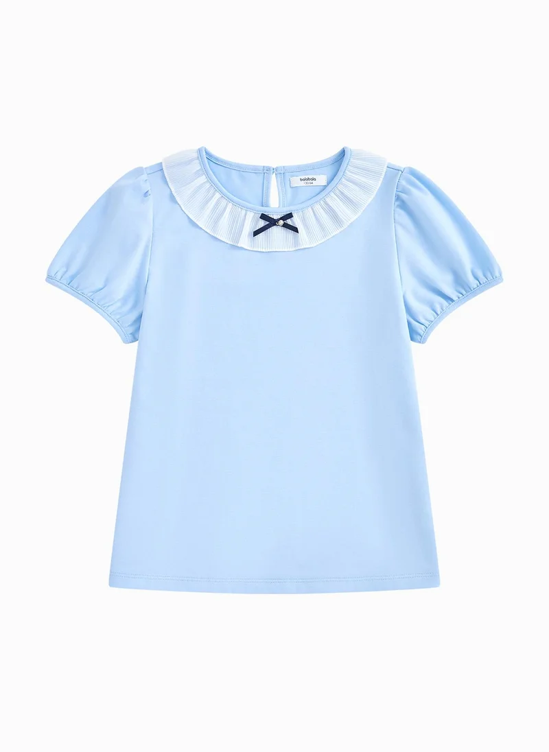 Balabala Kids Girl Round V-Neck Short-Sleeved T-Shirt