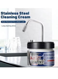 WILLIAM WEIR Stainless Cleaner Wax，3-In-1 Stainless Steel Cleaner Wax Multifunctional Polishing Grind and Clean Cream Remove Rust Stains Scorch Limescale for Kitchen Sinks Taps Cookware Stove Tops Refrigerators and Home Appliances-100g  - Image 3