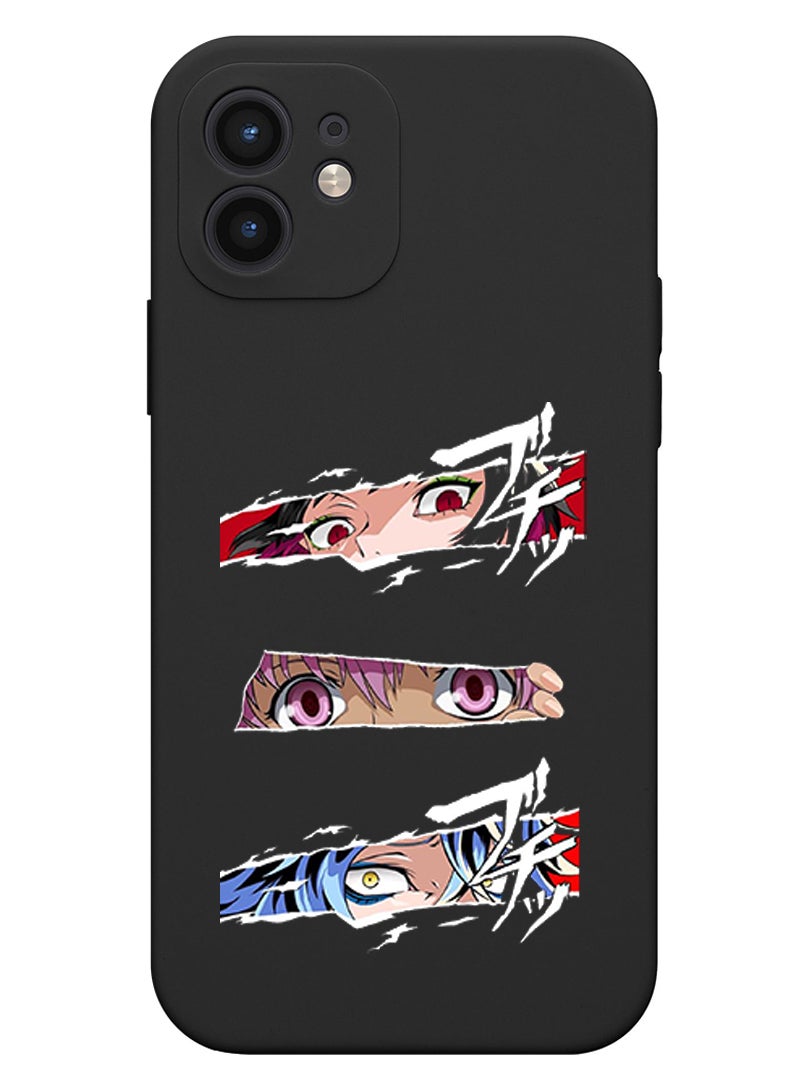 Theodor Protective Slim Fit Case Liquid Silicone Cover with Full Body Protection Anti-Scratch Shockproof Case For iPhone 12 Black  - Anime Naruto 2 - Image 1