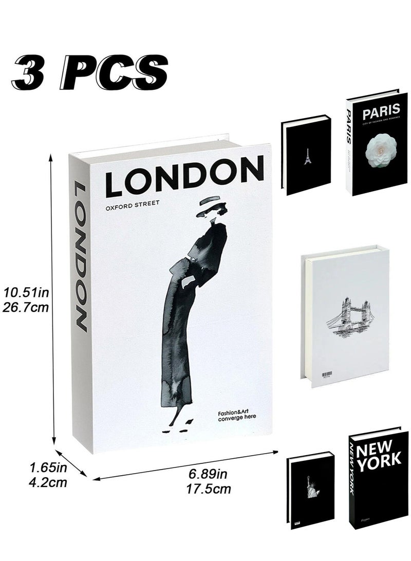 Decorative Books for Home Decor, Set of 3 Display Books for Decoration, Stylish Ornament Black and White Books for Coffee Table, Living Room, Shelf Decor, Office, Modern Stacked Display Books Ornament - Image 2