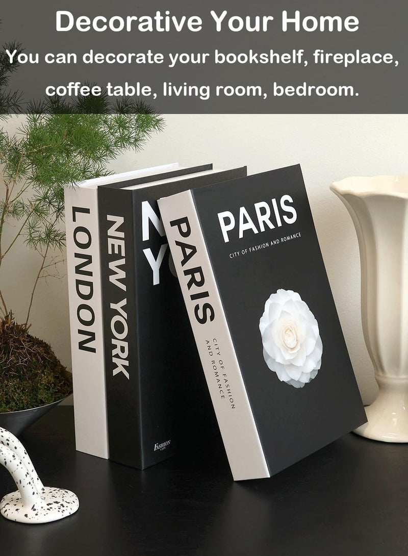 Decorative Books for Home Decor, Set of 3 Display Books for Decoration, Stylish Ornament Black and White Books for Coffee Table, Living Room, Shelf Decor, Office, Modern Stacked Display Books Ornament - Image 3