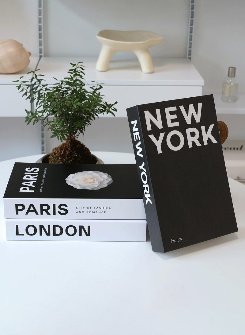 Decorative Books for Home Decor, Set of 3 Display Books for Decoration, Stylish Ornament Black and White Books for Coffee Table, Living Room, Shelf Decor, Office, Modern Stacked Display Books Ornament - Image 4