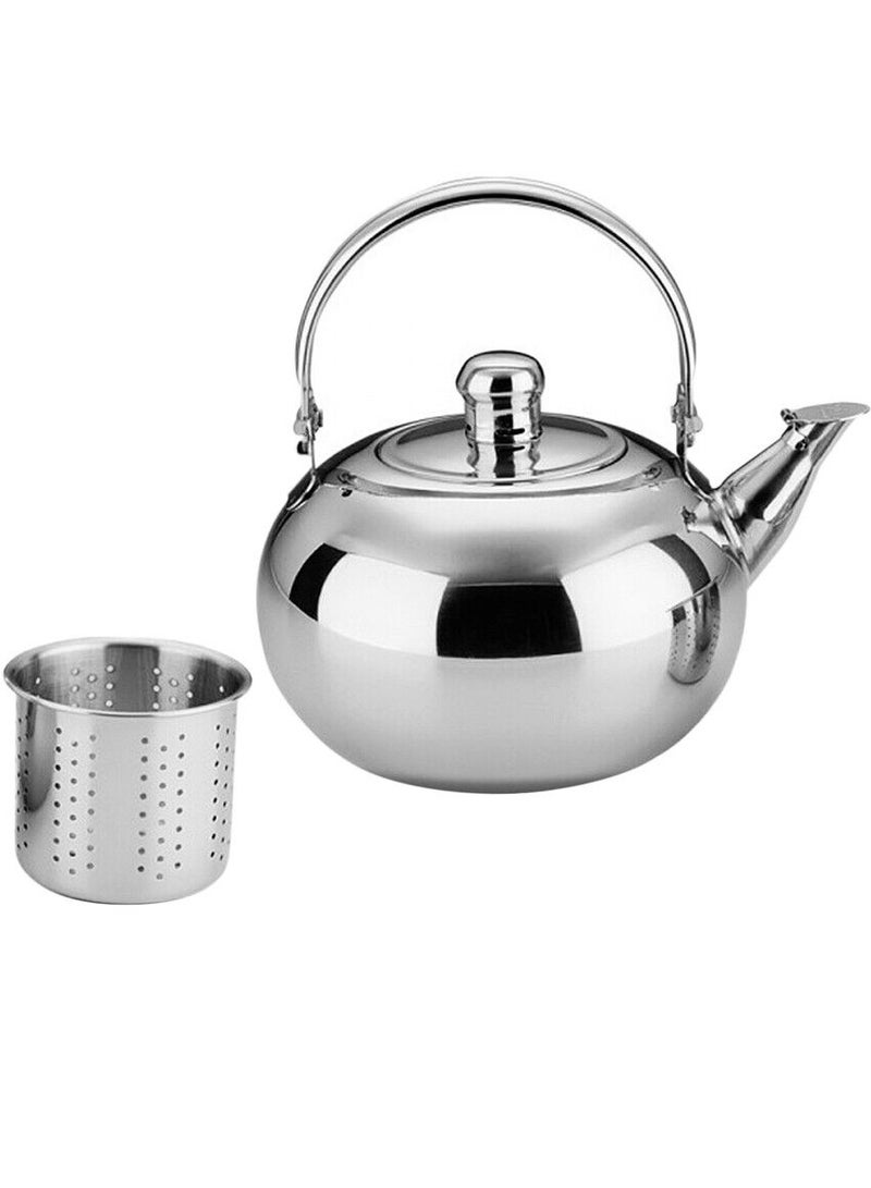 MileMelo Simple Stainless Steel Water Kettle, Tea Kettle, Water Kettle Suitable for Gas Stoves Silver 20cm  - Image 1