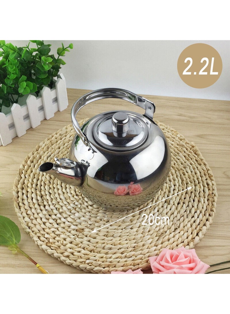 MileMelo Simple Stainless Steel Water Kettle, Tea Kettle, Water Kettle Suitable for Gas Stoves Silver 20cm  - Image 2