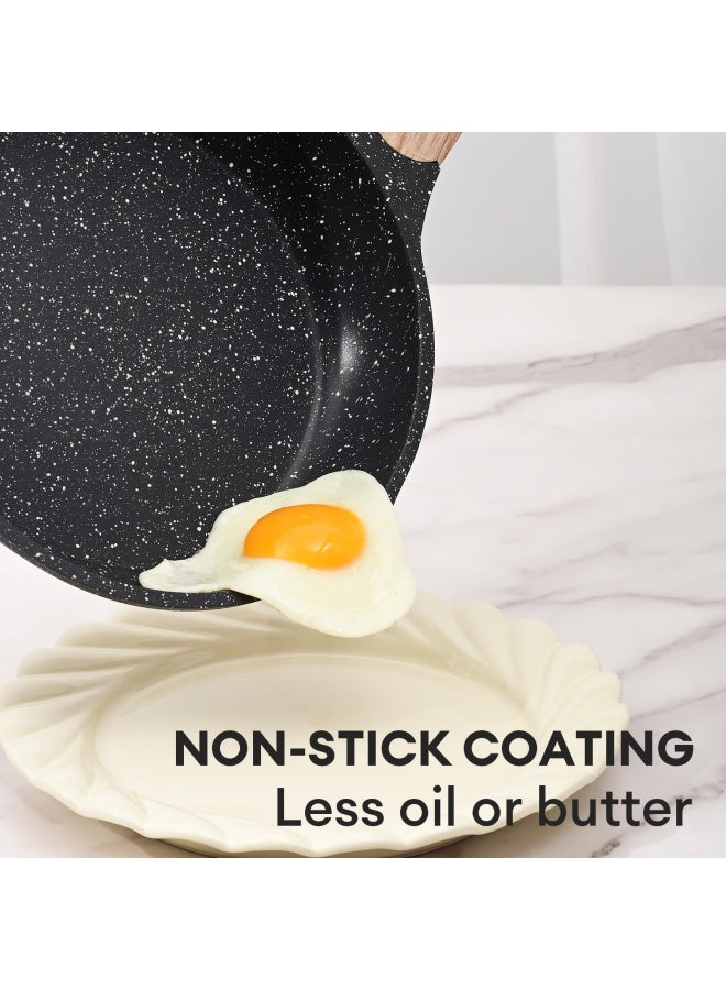 Jeetee  Nonstick Pan Nonstick Stone Frying Pan Nonstick Omelette Skillet with Soft Touch Handle 8 inch Induction Compatible PFOA Free  - Image 4