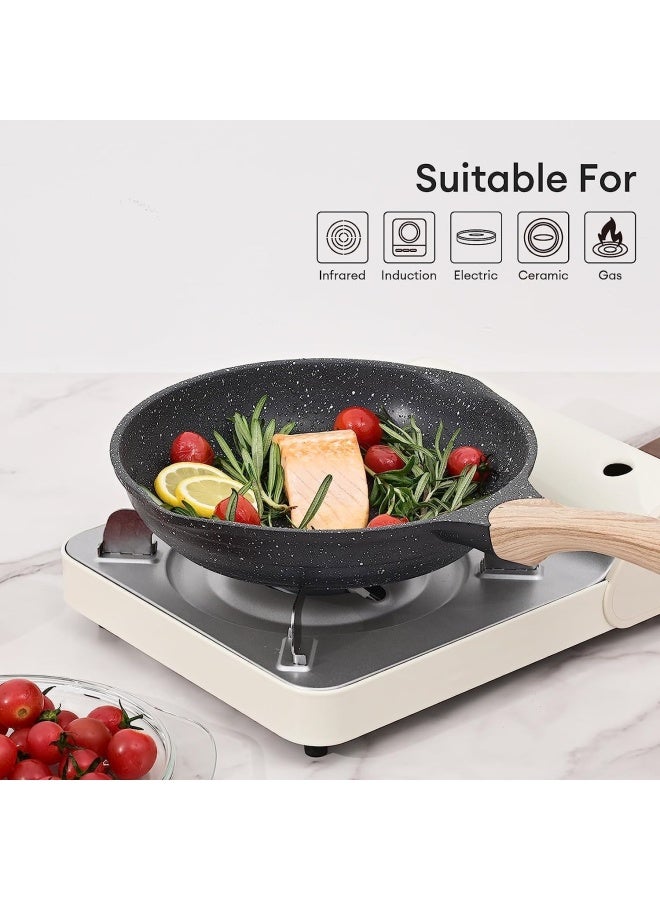 Jeetee  Nonstick Pan Nonstick Stone Frying Pan Nonstick Omelette Skillet with Soft Touch Handle 8 inch Induction Compatible PFOA Free  - Image 5