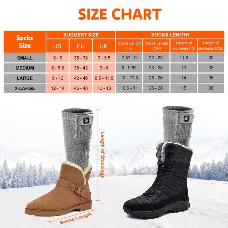 SNOW DEER Upgraded Rechargeable Electric Heated Socks 7.4V 2200Mah Battery Powered Cold Weather Heat Socks For Men Women Outdoor Riding Camping Hiking Motorcycle Skiing Warm Winter Socks (Xl - Image 5