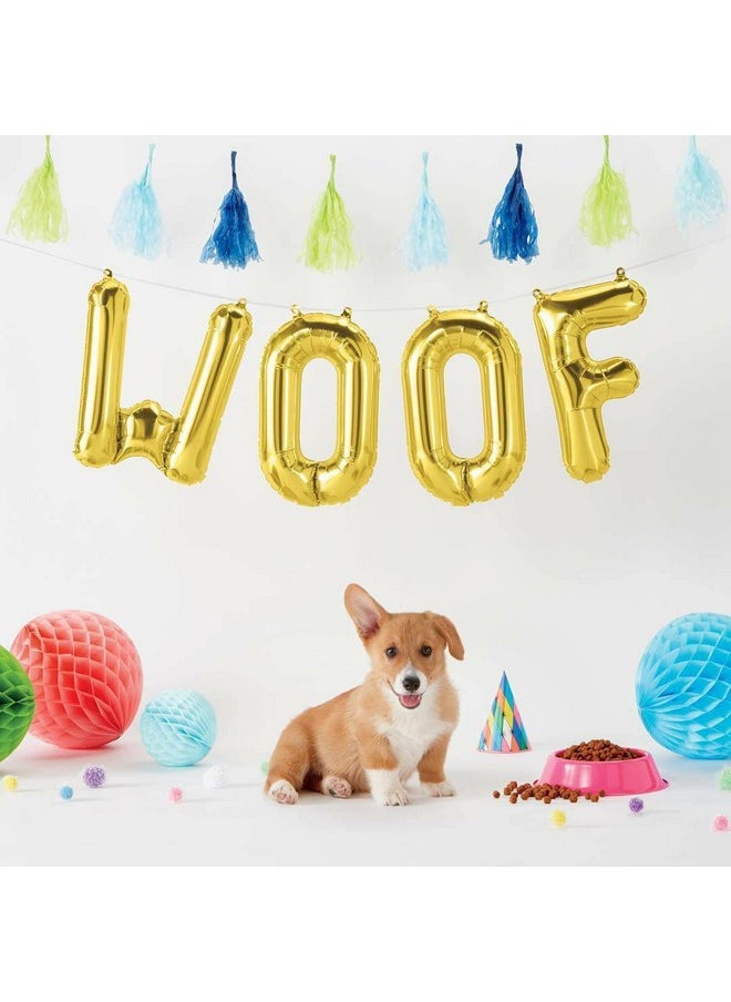 Propsicle - Propsicle 16 inch Golden Woof Letter Balloon Puppy Dog Birthday Decoration Party Theme Foil Letter Balloon Puppy Birthday Item - Pack of 4 - Image 1