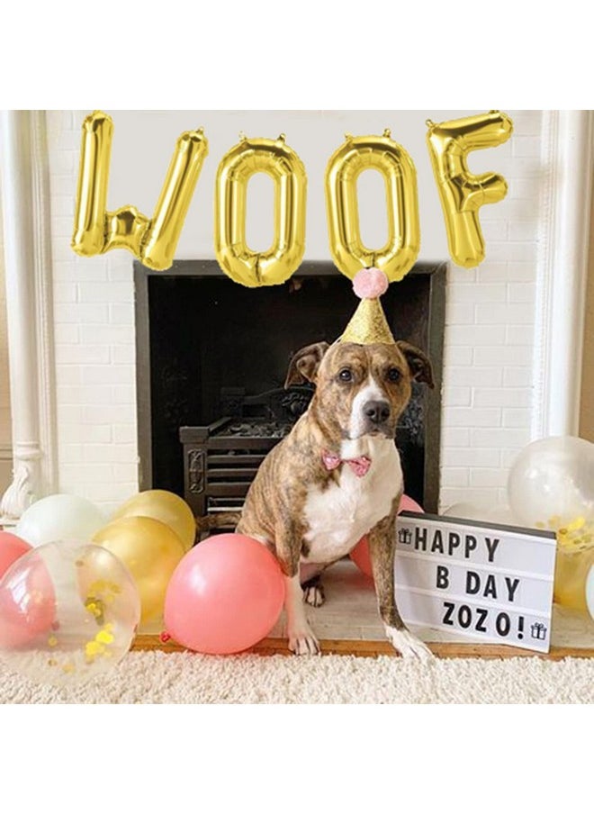 Propsicle - Propsicle 16 inch Golden Woof Letter Balloon Puppy Dog Birthday Decoration Party Theme Foil Letter Balloon Puppy Birthday Item - Pack of 4 - Image 1