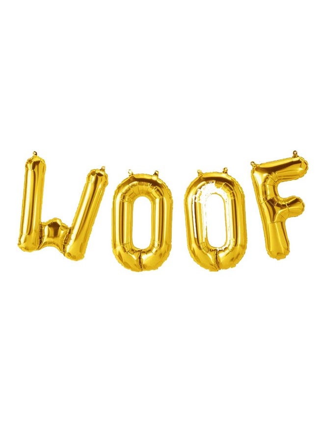 Propsicle - Propsicle 16 inch Golden Woof Letter Balloon Puppy Dog Birthday Decoration Party Theme Foil Letter Balloon Puppy Birthday Item - Pack of 4 - Image 1
