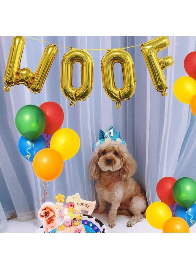 Propsicle - Propsicle 16 inch Golden Woof Letter Balloon Puppy Dog Birthday Decoration Party Theme Foil Letter Balloon Puppy Birthday Item - Pack of 4 - Image 1