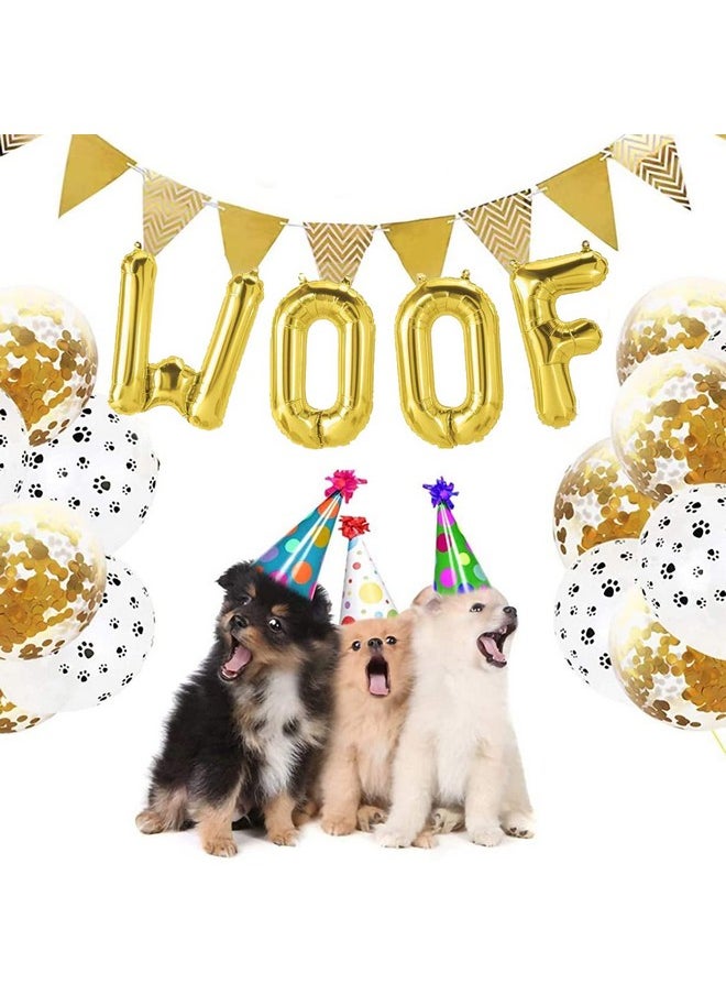 Propsicle - Propsicle 16 inch Golden Woof Letter Balloon Puppy Dog Birthday Decoration Party Theme Foil Letter Balloon Puppy Birthday Item - Pack of 4 - Image 1