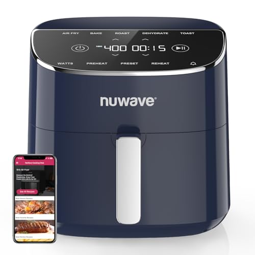 Nuwave Brio Plus Air Fryer 8 Qt, New & Improved, PFAS-FREE, 7 Digital One-Touch Cook Functions that AIR FRY, BAKE, ROAST, DEHYDRATE, TOAST, REHEAT, PREHEAT, 150 Presets, 50°F~400°F (Deep Blue) - Image 1