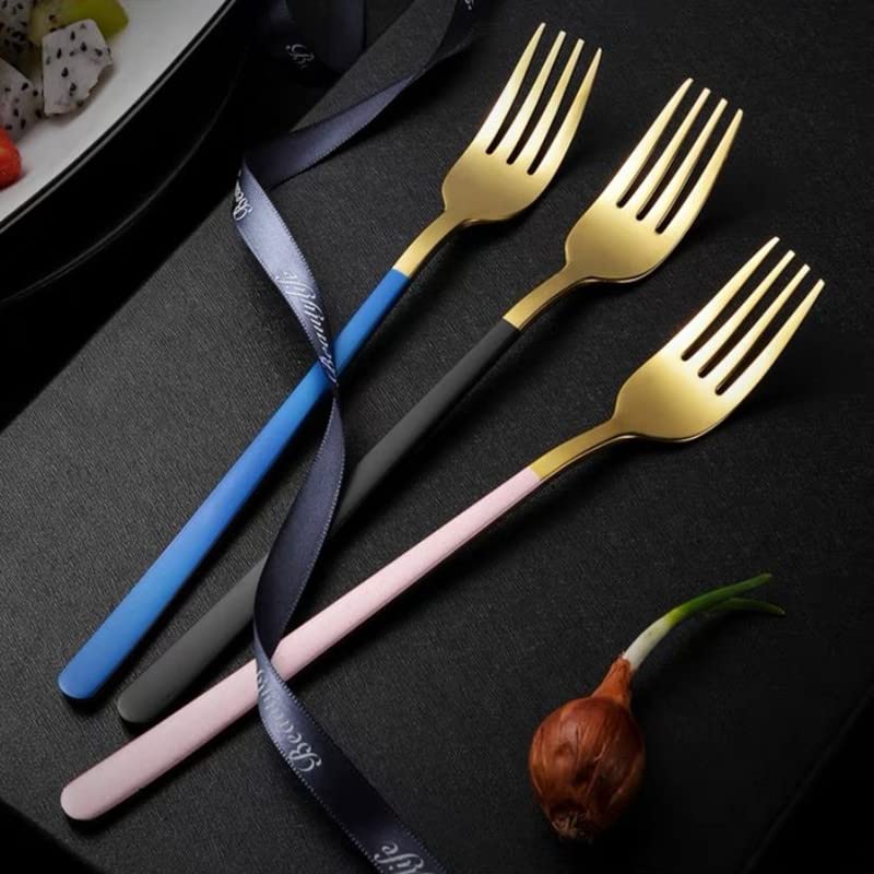 OLWICK Stainless Steel Dinner Fork for HomeKitchen Fancy Stainless Steel Silverware Dinner Fork with Colorful Handel GoldMix Pack of 4 - Image 4