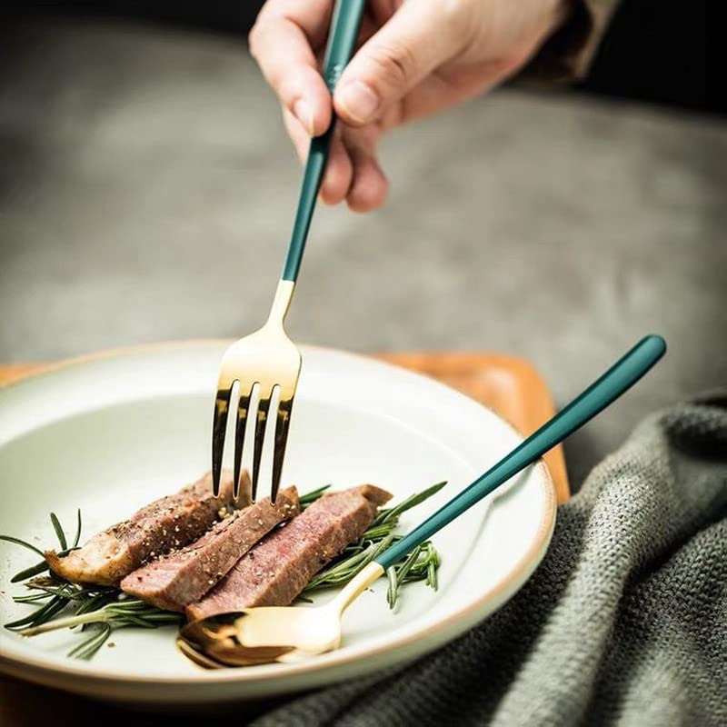 OLWICK Stainless Steel Dinner Fork for HomeKitchen Fancy Stainless Steel Silverware Dinner Fork with Colorful Handel GoldMix Pack of 4 - Image 3