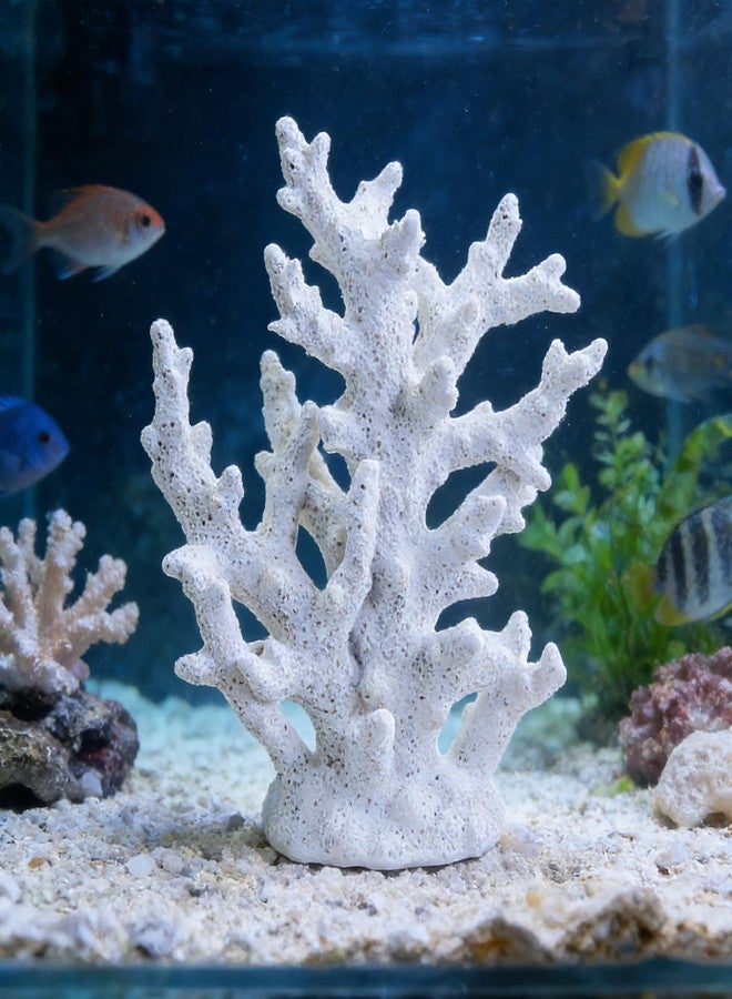 Tirifer Artificial Aquarium Coral Ornament White Resin Faux Coral Branch Decoration for Fish Tank Landscape - Image 1