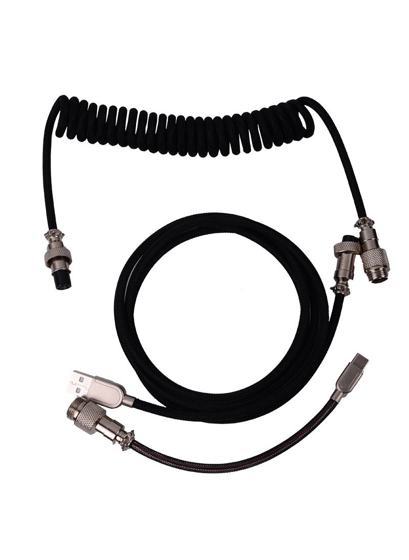 Generic RGB Gaming Mechanical Keyboard with Colorful Spring Cable Black 