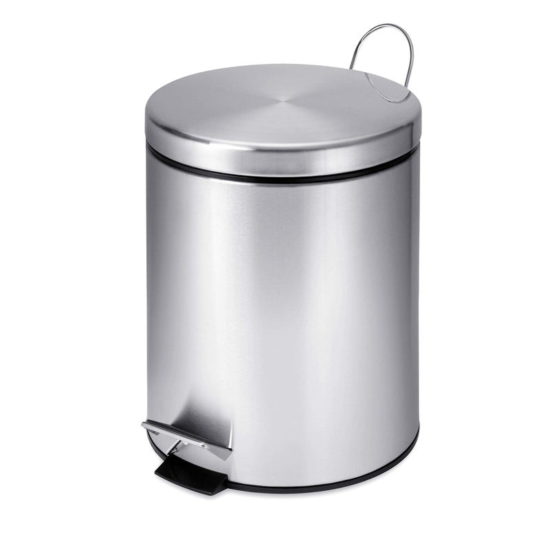 Honey Can Do Honey-Can-Do Mini Stainless Steel Trash Can with Lid and Foot Pedal TRS-01449 Silver - Image 1