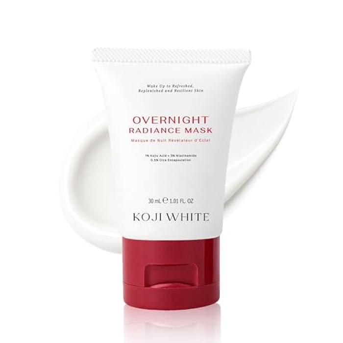 Koji White 1% Kojic Acid Radiance Overnight Face Mask – Hydrating Sleeping Mask for Glowing Skin, Uneven Tone & Smoothing with Niacinamide, Cica, Hyaluronic Acid - Unscented, Vegan Skincare 1.01 Fl Oz - Image 1