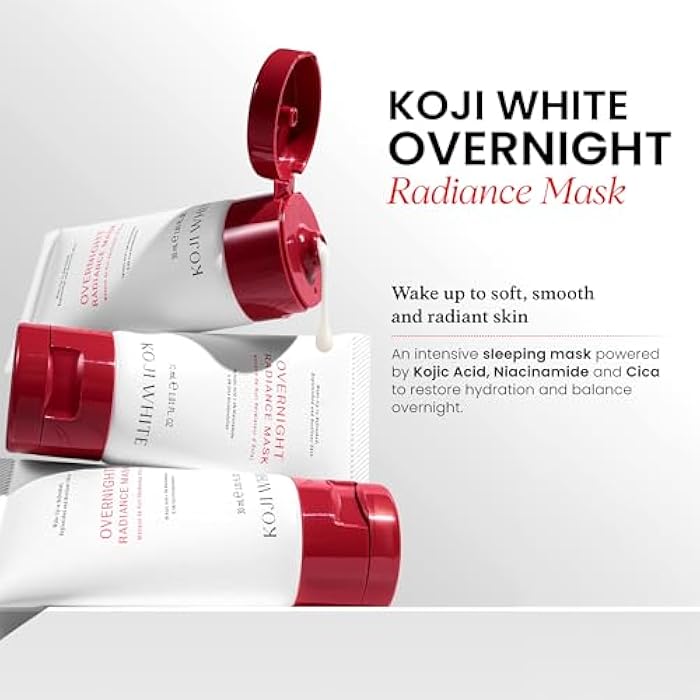 Koji White 1% Kojic Acid Radiance Overnight Face Mask – Hydrating Sleeping Mask for Glowing Skin, Uneven Tone & Smoothing with Niacinamide, Cica, Hyaluronic Acid - Unscented, Vegan Skincare 1.01 Fl Oz - Image 2
