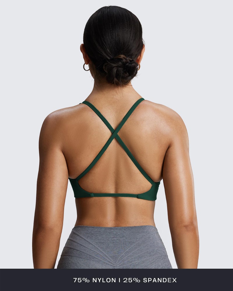 Aoxjox Women's Workout Sports Bras Fitness Metamorph Sienna Twist Bra Yoga Crop Tank (Storm Green, Small) - Image 3