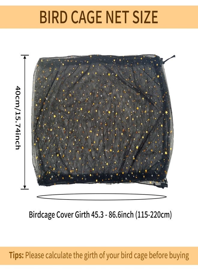 LYMOI Bird Cage Seed Catcher, 45-90'' Adjustable Bird Cage Cover, Universal Nylon Bird Cage Mesh Net, Bird Cage Skirt Guard Accessories for Parrot Parakeet Macaw Round Square Cage (Black) - Image 2