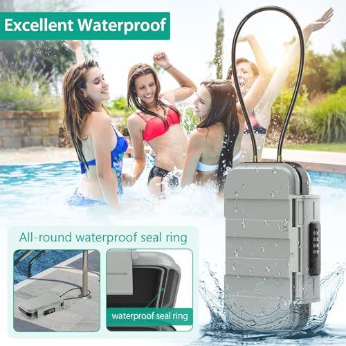 ORIA Portable Security Case, 4 Digit Combination Keys Lock Box, Portable Safe Box with Long Shackle, Smartphones, Passports, Credit Cards Safe for Playground, Beach, Travel, Grey - Image 2