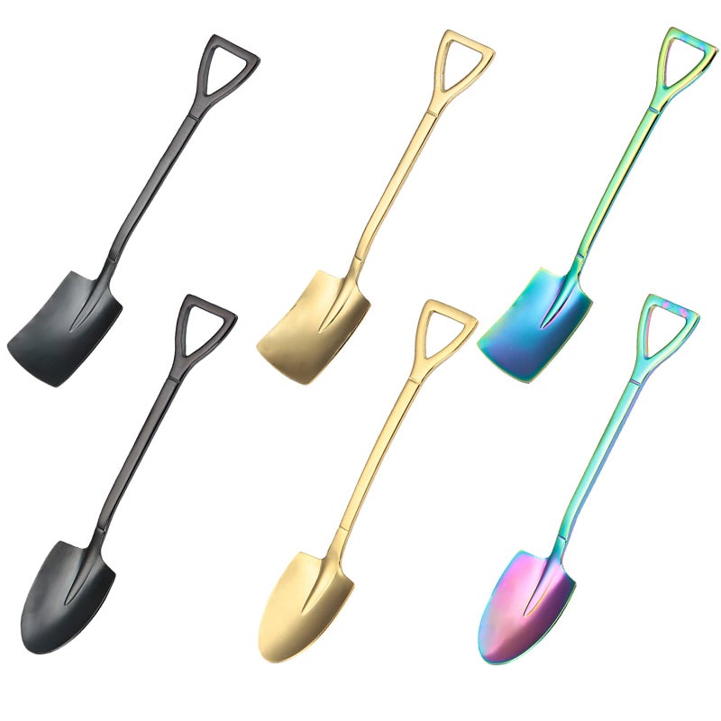 6 Pack Stainless Ice Cream Spoons Shovel Spoons Watermelon Spoon Reusable Small Spoon for Tea Dessert Home Kitchen Party Restaurant Party Supplies Colored