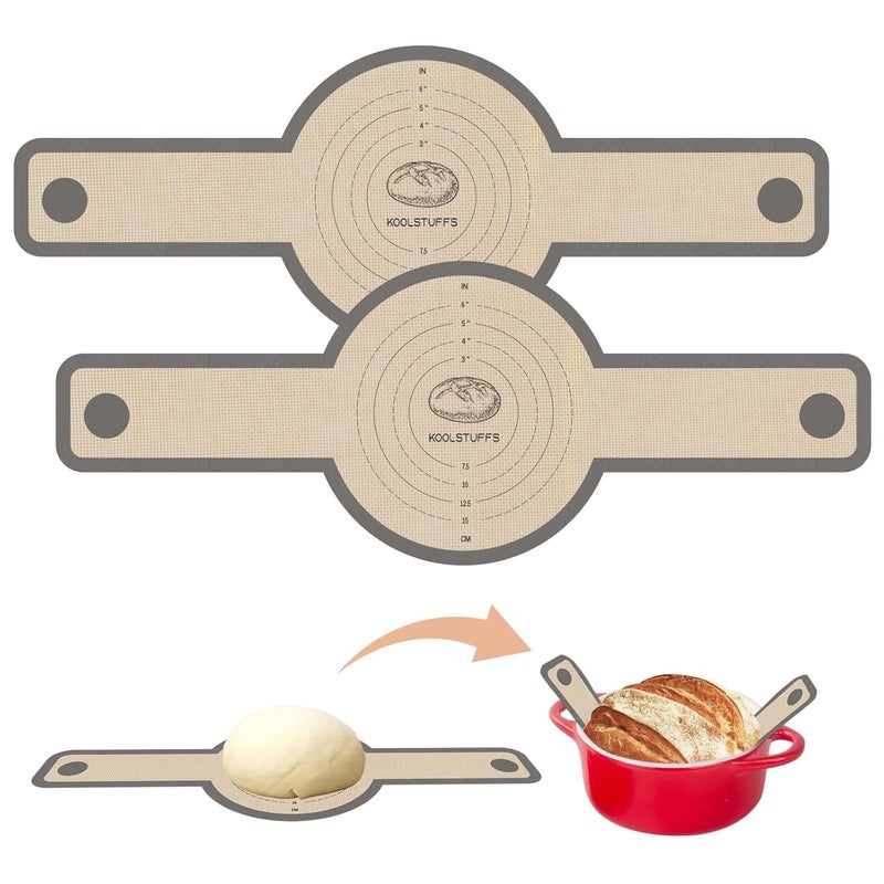 YESIKOM Bread Sling for Dutch Oven 2 PCS NonStick Easy Clean Reusable Silicone Bread Baking Mat with Long Handles Easy to Transfer Sourdough Bread - Image 1