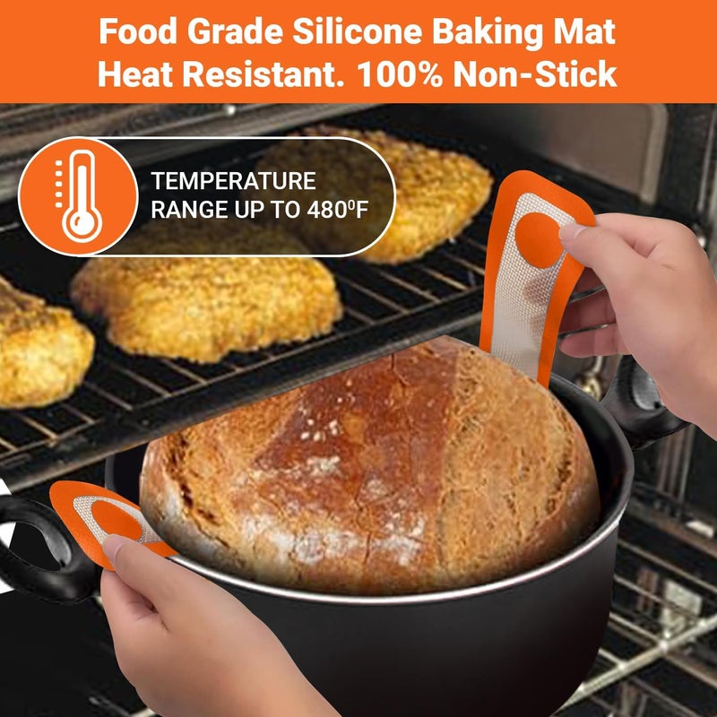 YESIKOM Bread Sling for Dutch Oven 2 PCS NonStick Easy Clean Reusable Silicone Bread Baking Mat with Long Handles Easy to Transfer Sourdough Bread - Image 5